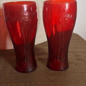 Vintage Libby red glass Coca-Cola glasses